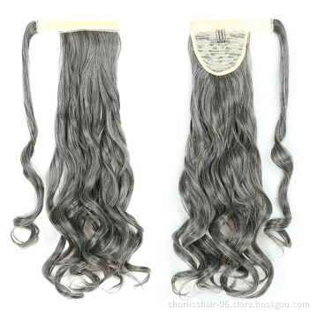 Best Selling Silky Natural Color Long Water Wave Organic Ponytail Attachment Synthetic Afro Kinky Curly Ponytail Hair Extensions